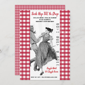 Vintag SOCK HOP Retro BIRTHDAY Einladung 50.