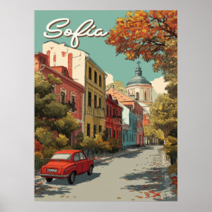 Vintag Sofia Bulgarische Hauptstadt Poster