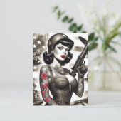 Vintag Soldier Girl Postkarte (Stehend Vorderseite)