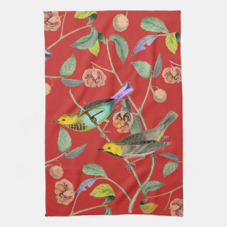 Vintag Songbird Red Handtuch