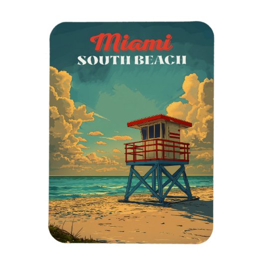 Vintag South Beach Miami Magnet (Vertikal)