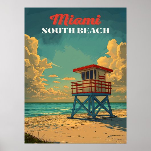 Vintag South Beach Miami Poster (Vorne)