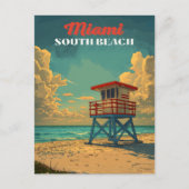 Vintag South Beach Miami Postkarte (Vorderseite)