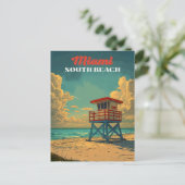Vintag South Beach Miami Postkarte (Stehend Vorderseite)