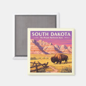 Vintag South Dakota Magnet (Vorderseite/Rückseite)