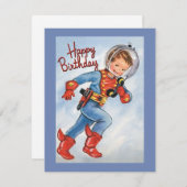Vintag Space Boy Geburtstagskarte Feiertagskarte (Vorne/Hinten)