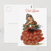 Vintag Spain Flamenco Dancer Travel Postkarte (Vorne/Hinten)
