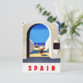 Vintag Spanien Fisherman Travel Postkarte (Stehend Vorderseite)