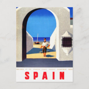 Vintag Spanien Fisherman Travel Postkarte