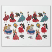 Vintag Spanische Flamenco Dancefarts Geschenkpapier (Flach)
