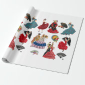 Vintag Spanische Flamenco Dancefarts Geschenkpapier (Ungerollt)