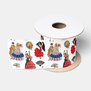 Vintag Spanische Flamenco Dancefarts Satinband