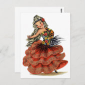 Vintag Spanische Flamenco Tänzerin Postkarte (Vorne/Hinten)