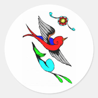 Vintag Sparrow Tattoo Runder Aufkleber