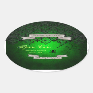 Vintag Spider Cider Halloween Flaschenkleber Ovaler Aufkleber