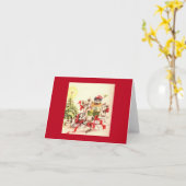 Vintag spielende Welpen Weihnachtskarte Karte (Gelbe Blume)