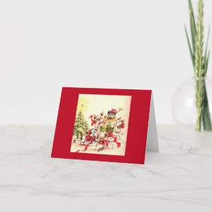 Vintag spielende Welpen Weihnachtskarte Karte