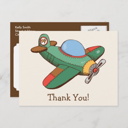 Vintag Spielzeugflugzeug Vielen Dank Postkarte (Vorne/Hinten)