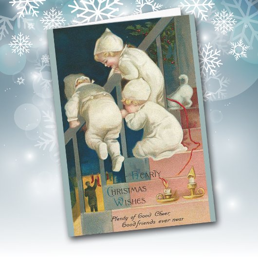 Vintag Spionage Kids Weihnachtskarte Feiertagskarte