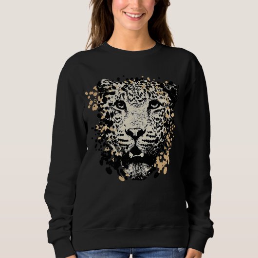 Vintag Splash Jaguar Animal Sweatshirt (Vorderseite)