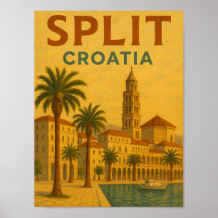 Vintag Split Kroatien Dalmatien Poster