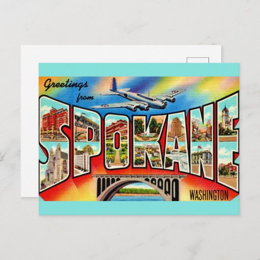 Vintag Spokane Washington Postkarte (Vorne/Hinten)