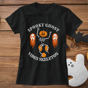 Vintag Spooky Ghost Halloween Pumpkin Skelett T-Shirt