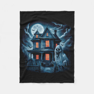 Vintag Spooky Ghost House Dark Horror Halloween C Fleecedecke