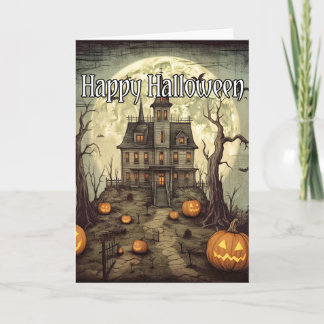 Vintag Spooky Halloween Spuk Haus Karte