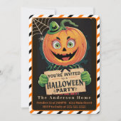 Vintag Spooky Pumpkin Man Halloween-Party Einladung (Vorderseite)