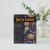 Vintag Spooky Pumpkins Halloween-Party Einladung (Stehend Vorderseite)