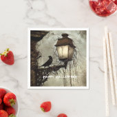 Vintag Spooky Raven on Lantern Halloween Serviette (Beispiel)