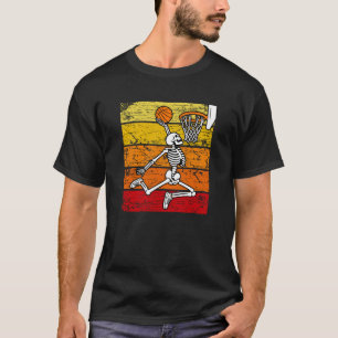 Vintag Spooky Skeleton Basketball Spieler Dunking T-Shirt