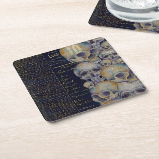 Vintag Spooky Skulls Halloween Rechteckiger Pappuntersetzer (angewinkelt)