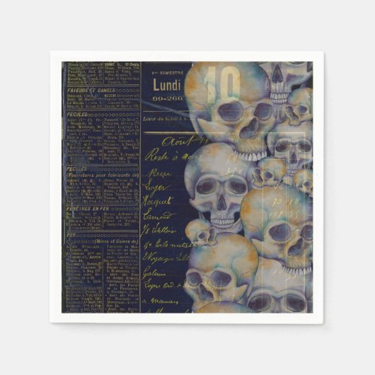 Vintag Spooky Skulls Halloween Serviette (Vorderseite)