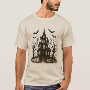 Vintag Spooky Spuk House Halloween Silhouette T-Shirt