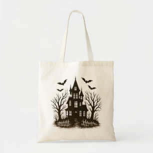 Vintag Spooky Spuk House Halloween Silhouette Tragetasche