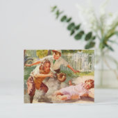 Vintag Sport, Kinder spielen Stickball Baseball Postkarte (Stehend Vorderseite)