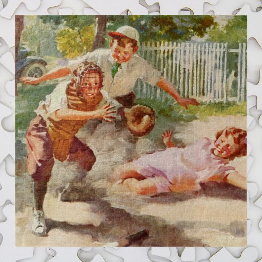 Vintag Sport, Kinder spielen Stickball Baseball Puzzle