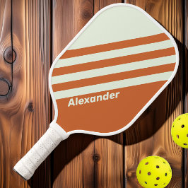 Vintag Sport Orange Streifen mit Namen Pickleball Schläger