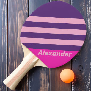 Vintag Sport Pink Sky Streifen mit Namen Tischtennis Schläger