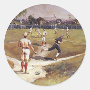 Vintag Sports Baseball Game von Henry Sandham Runder Aufkleber