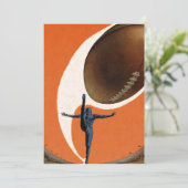 Vintag Sports Football Player Einladung (Stehend Vorderseite)