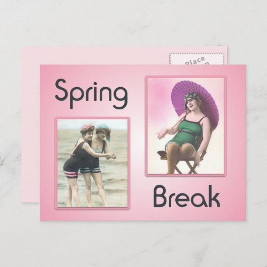 Vintag Spring Break Beach Babes Postkarte (Vorne/Hinten)