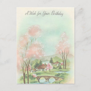 Vintag Spring Meadow Birthday Wish Postkarte