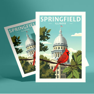 Vintag Springfield Illinois Postkarte
