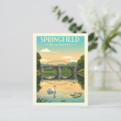 Vintag Springfield-Massachusetts Postkarte (Stehend Vorderseite)