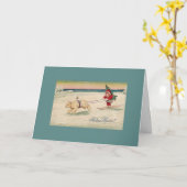 Vintag Sretan Božić Kroatische Weihnachtskarte Karte (Gelbe Blume)