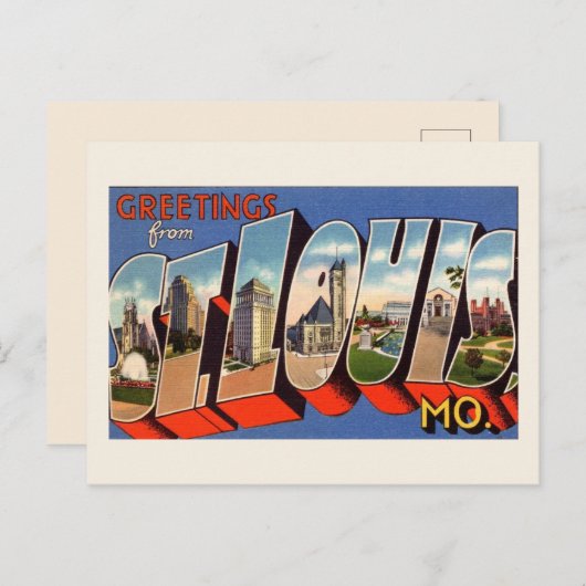 Vintag St Louis Postkarte (Vorne/Hinten)
