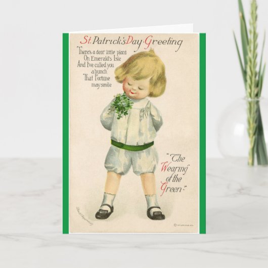 Vintag St Patrick grüßt niedlichen kleinen blauen Karte (Vorderseite)